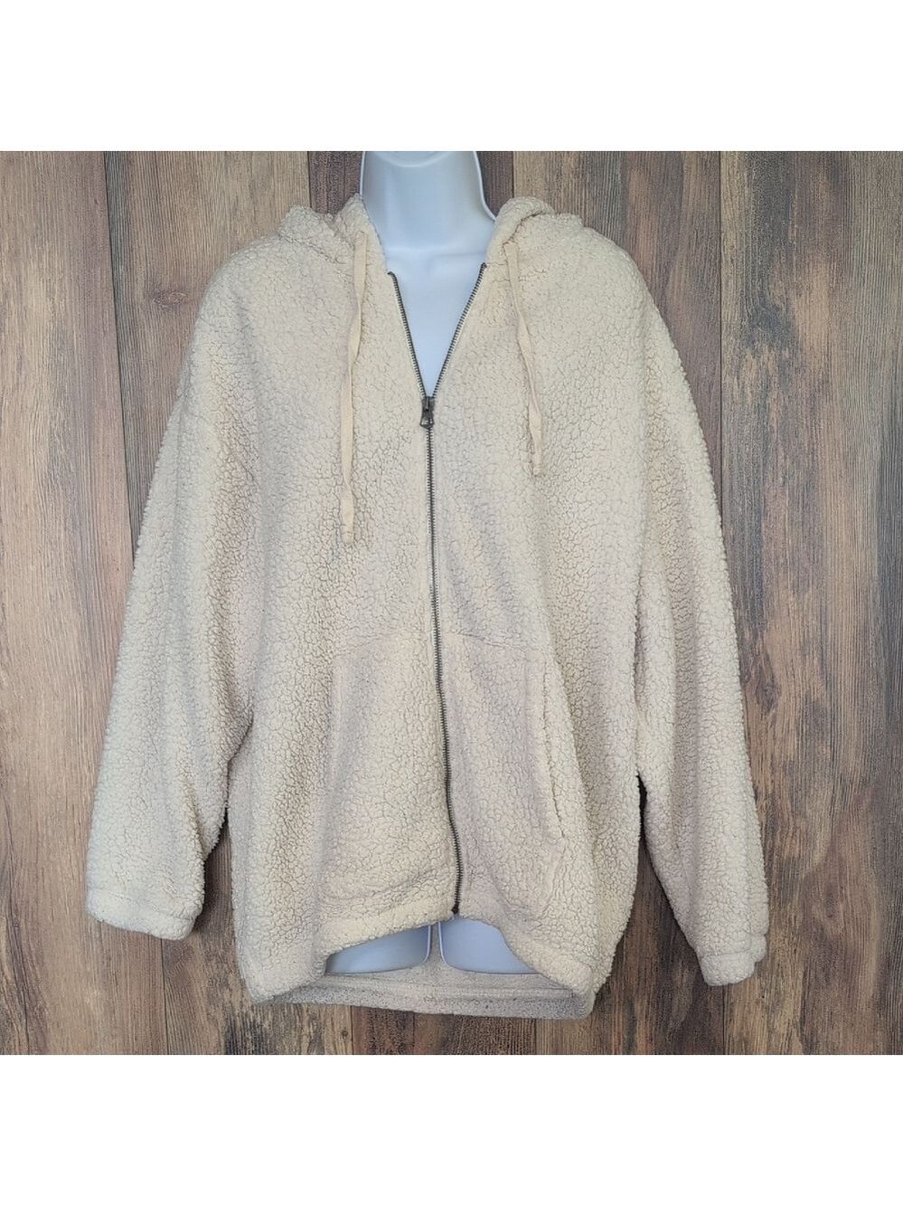 American Eagle Plush Cream Sherpa Oversized Hoodie S                   D465 - Picture 2 of 7